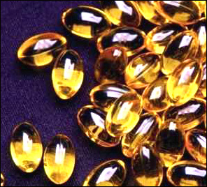 A pile of fish oil pills.