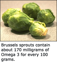 Like cauliflower brussels sprouts is rich in Omega 3 fatty acids. 